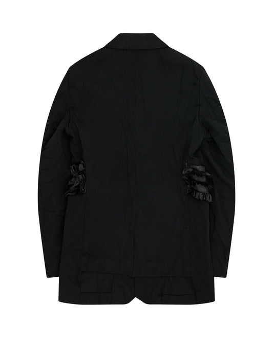 Black CDG Long Ruffle Jacket