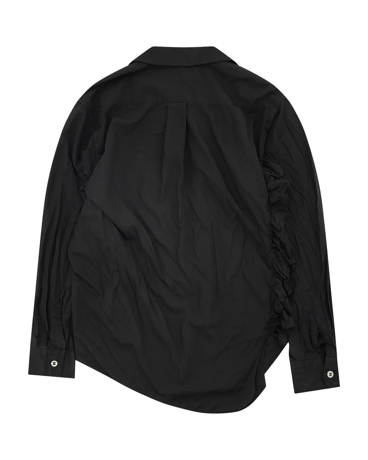 Black CDG Asymmetric Ruffle Shirt