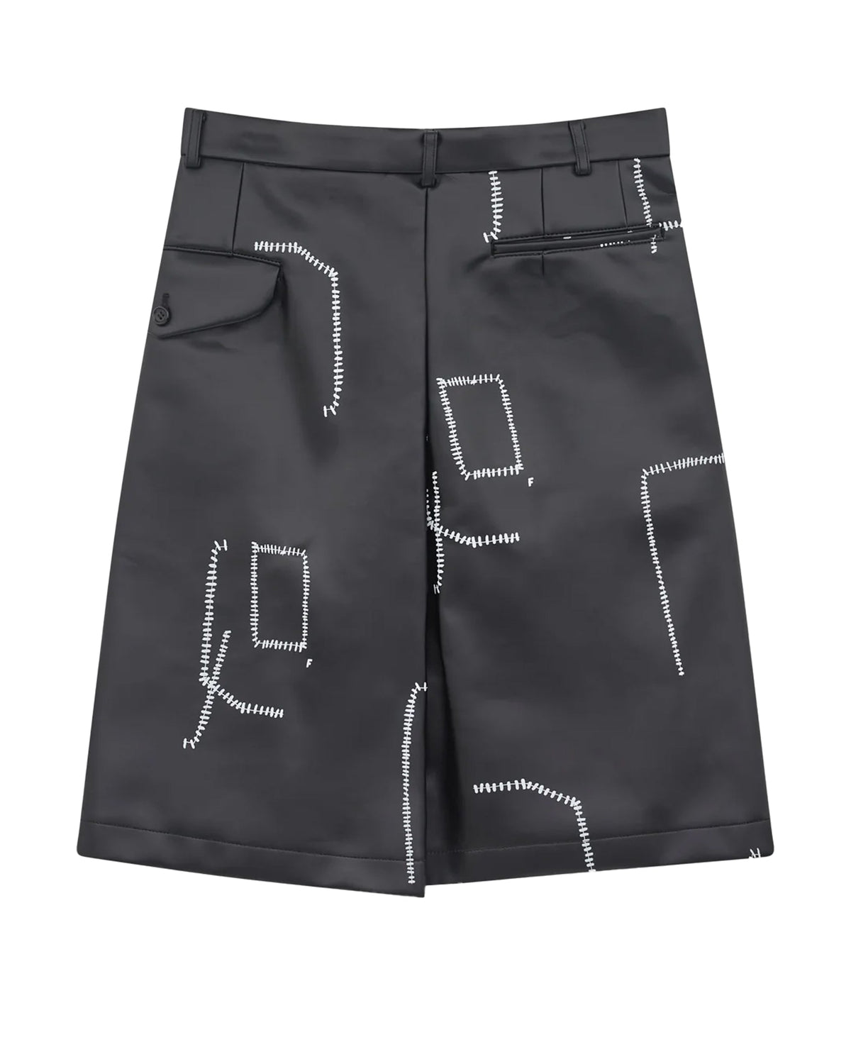 Black CDG Printed Stitch Detail Shorts