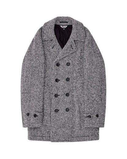 Black CDG Tweed Herringbone Pea Coat