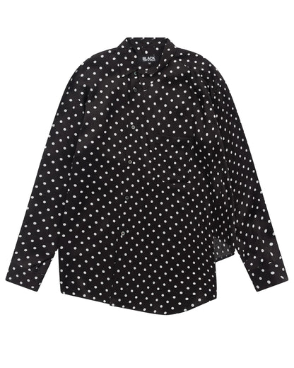 Black CDG Round Collar Polka Dot Shirt