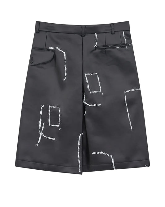 Black CDG  Printed Stitch Detail Shorts