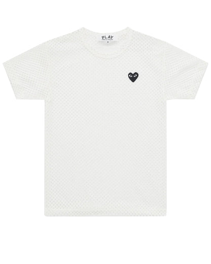 CDG PLAY Mesh T-Shirt ¨C White, Black Heart