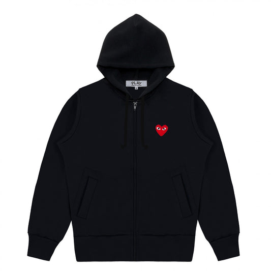 CDG PLAY Zip Hoodie ¨C Black, Red Heart