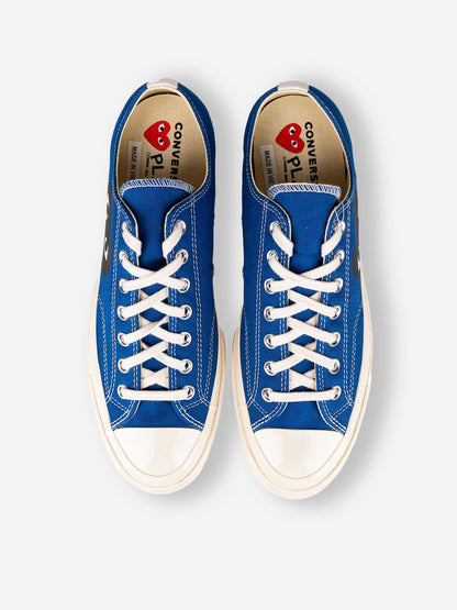 Chuck 70 OX blue with big black heart x CDG