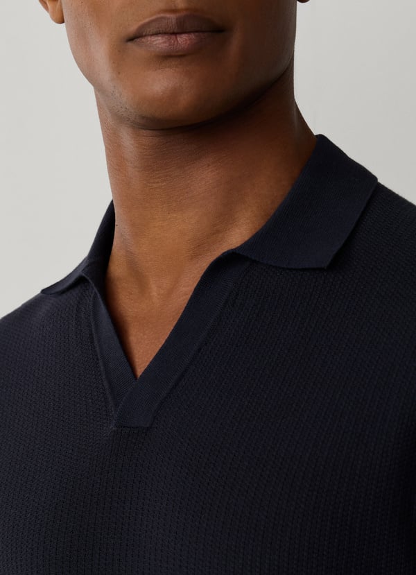 Textured Knitted Short Sleeve Polo