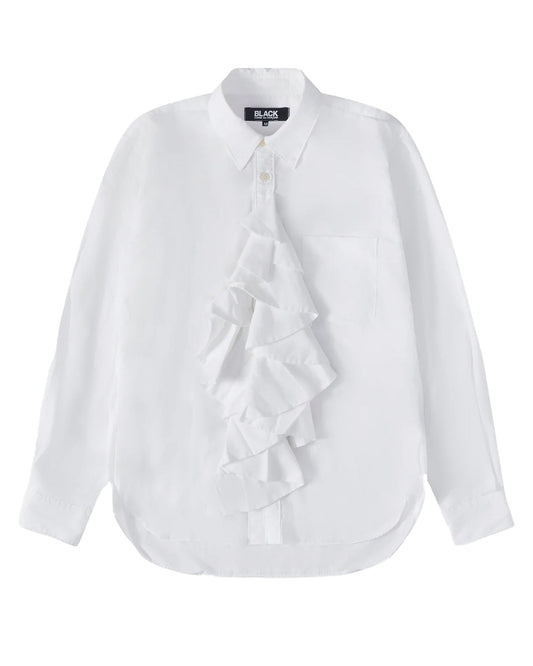 BLACK CDG Asymmetric Ruffle Shirt ¨C White