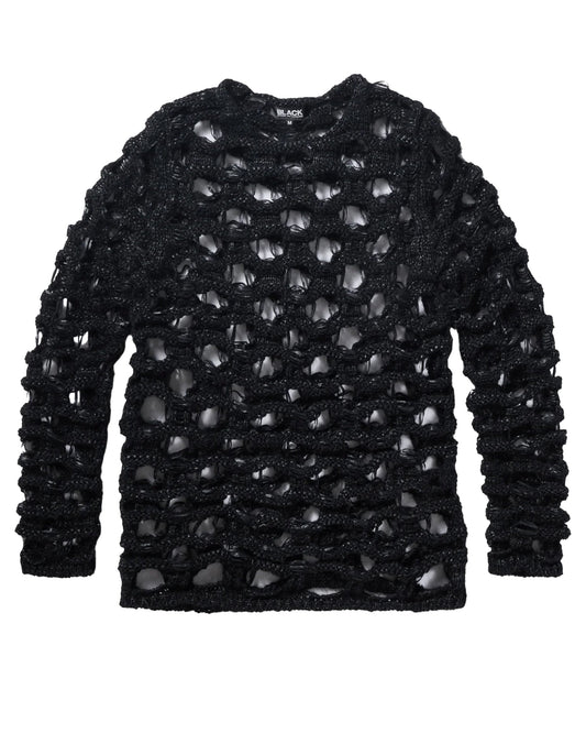 BLACK CDG Cut Out Mesh Sweater ¨C Black