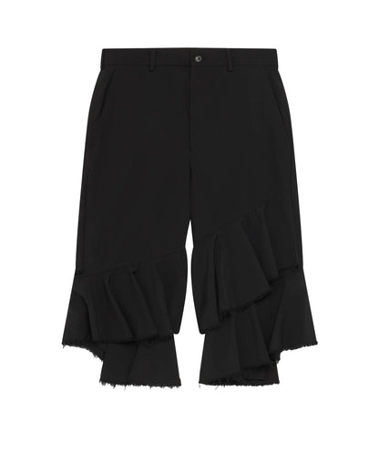 Black CDG Raw Hem Cropped Trousers