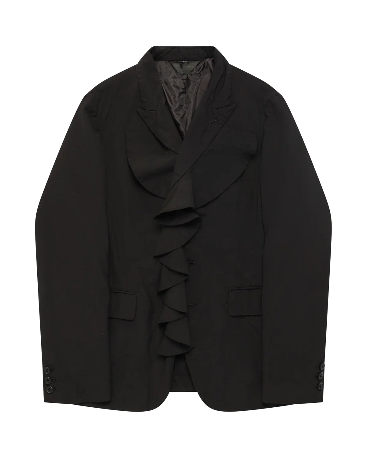 Black CDG Ruffle Blazer